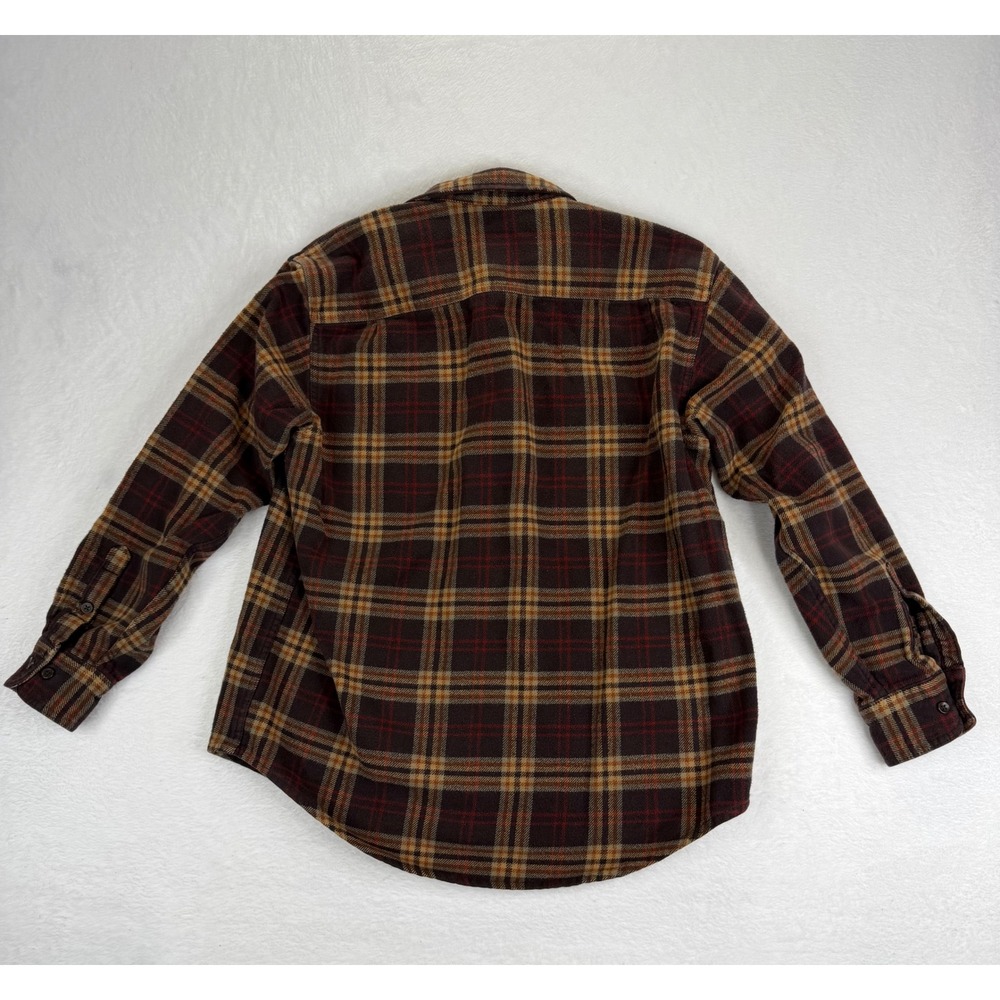 Timberland Mens Brown Plaid Cotton Flannel Button Down Shirt Large L Long Sleeve - Picture 9 of 9
